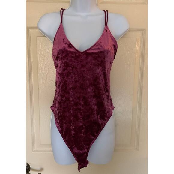 H&M Divided Pink/Purple Velvet Body Suit - Picture 1 of 5